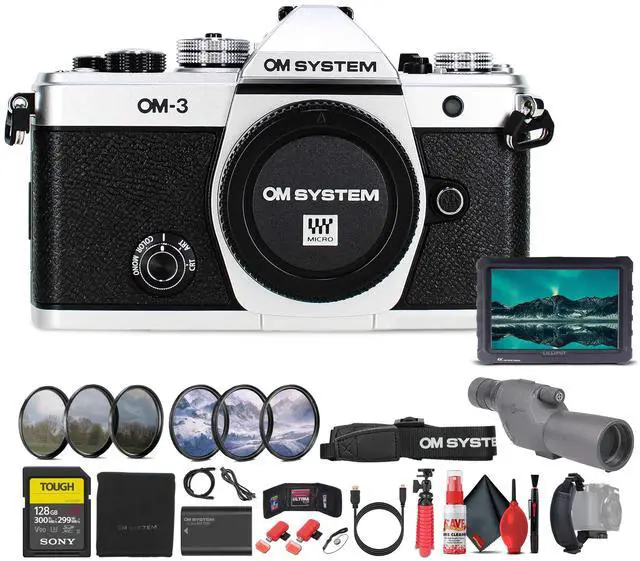 Main image of OM SYSTEM OM-3 Mirrorless Camera Silver Bundle