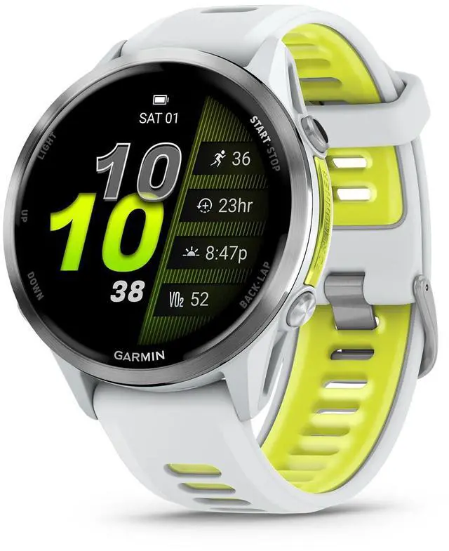 Main image of Garmin® Forerunner® 970, Premium GPS Running and Triathlon Smartwatch, AMOLED Display, Built-in LED Flashlight, Titanium with Whitestone Case and Whitestone/Translucent Amp Yellow Band