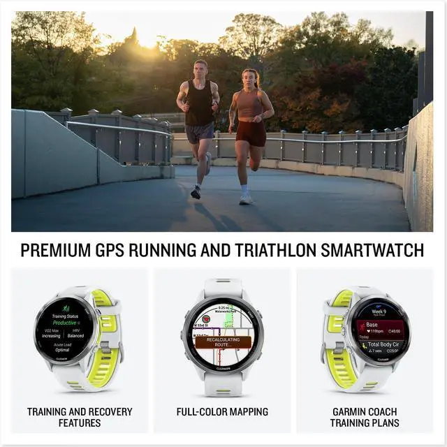 Alt view image 3 of 3 - Garmin® Forerunner® 970, Premium GPS Running and Triathlon Smartwatch, AMOLED Display, Built-in LED Flashlight, Titanium with Whitestone Case and Whitestone/Translucent Amp Yellow Band