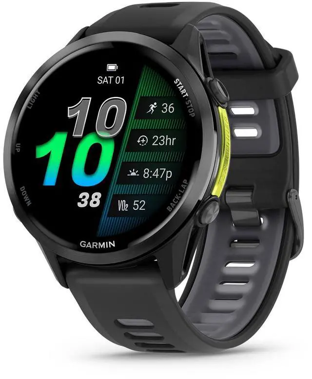 Main image of Garmin® Forerunner® 970, Premium GPS Running and Triathlon Smartwatch, AMOLED Display, Built-in LED Flashlight, Carbon Gray DLC Titanium with Black Case and Black/Translucent Whitestone Band