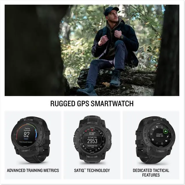 Alt view image 4 of 4 - Garmin Instinct® 3 Tactical Edition, 50mm, AMOLED Display, Rugged Outdoor GPS Smartwatch