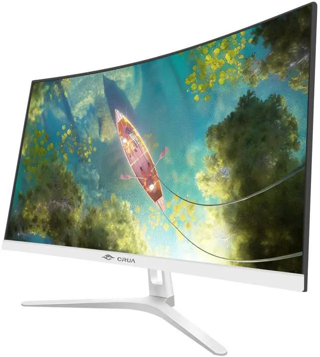 Alt view image 2 of 3 - CRUA 27" Curved White Monitor, Full HD(1920x1080P) VA Panel 1800R 100HZ 120% sRGB Professional Computer Monitors, 3Sides Frameless, Flicker-Less,Blue Light Filter, for Office & Gaming.(VGA, HDMI)