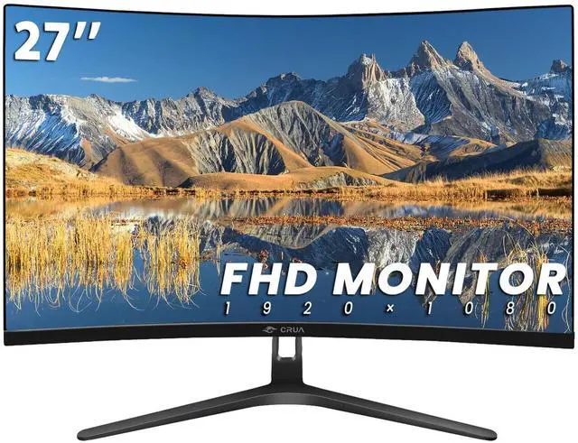 Alt view image 2 of 3 - CRUA 27" Curved Monitor, FHD(1920x1080P) VA Panel 100HZ 120% sRGB Professional Computer Monitor, Narrow Bezels on Three Sides, Blue Light Filter, Office and Dormitory(HDMI, VGA)-Black
