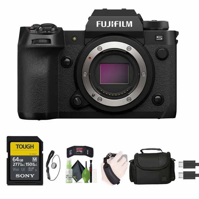 Main image of FUJIFILM X-H2S Mirrorless Camera, 64GB Memory Card, Lens Cap Keeper, Bundle