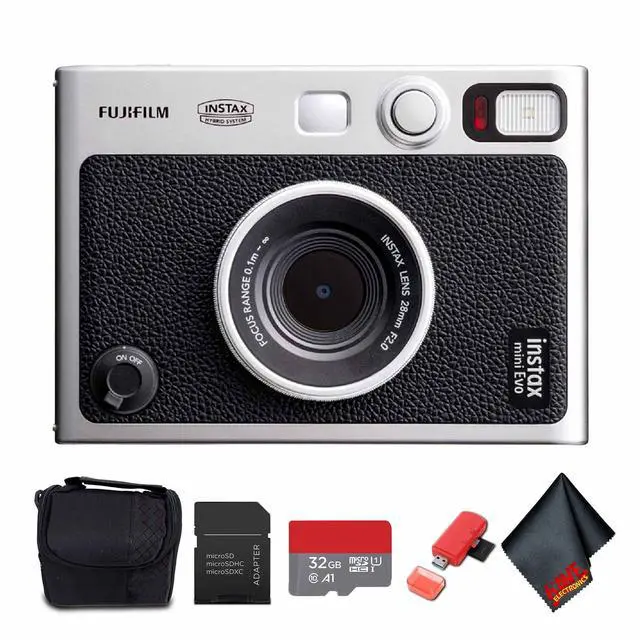 Main image of Fujifilm Instax Mini EVO Hybrid Instant Camera (Black) with Micro SD to SD Adapter