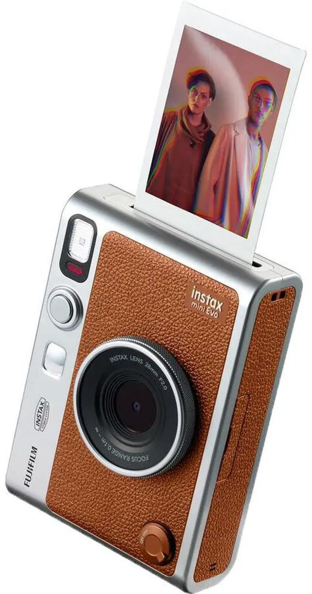 Alt view image 4 of 4 - Fujifilm Instax Mini EVO Hybrid Instant Camera (Brown) with Micro SD to SD Adapter