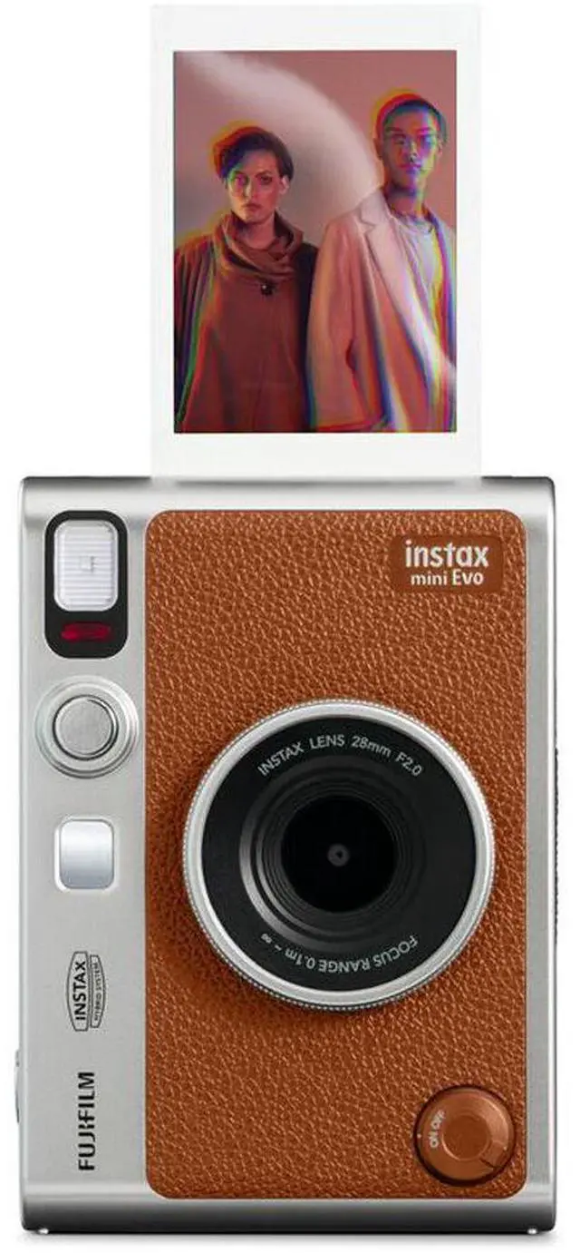 Alt view image 3 of 4 - Fujifilm Instax Mini EVO Hybrid Instant Camera (Brown) with Micro SD to SD Adapter