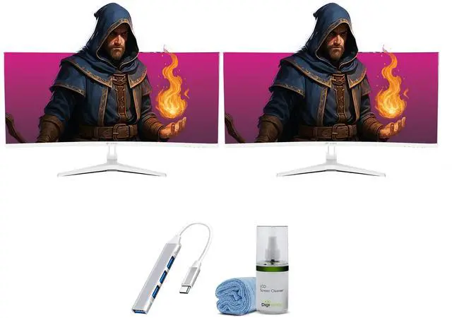 Main image of Crua 34 inch 144HZ Monitor White 2 pack
