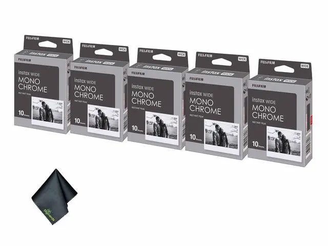 Main image of 5xFUJIFILM INSTAX Wide Monochrome Instant Film (10 Exposures), Microfiber Cleaning Cloth, Bundle