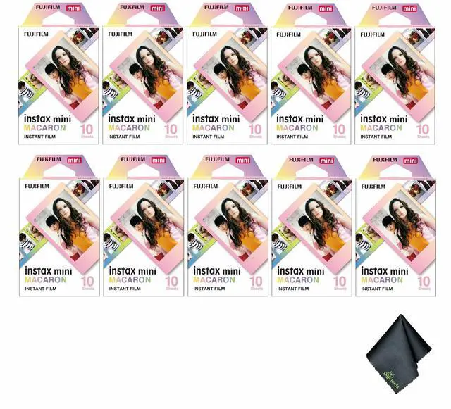 Main image of 10xFUJIFILM INSTAX MINI Macaron Instant Film (10 Exposures), Microfiber Cleaning Cloth, Bundle