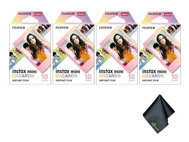 Main image of 4xFUJIFILM INSTAX MINI Macaron Instant Film (10 Exposures), Microfiber Cleaning Cloth, Bundle