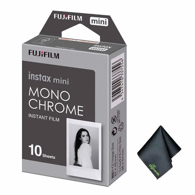 Main image of FUJIFILM INSTAX MINI Monochrome Instant Film (10 Exposures), Microfiber Cleaning Cloth, Bundle