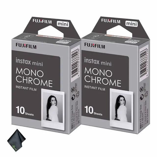 Main image of 2xFUJIFILM INSTAX MINI Monochrome Instant Film (10 Exposures), Microfiber Cleaning Cloth, Bundle