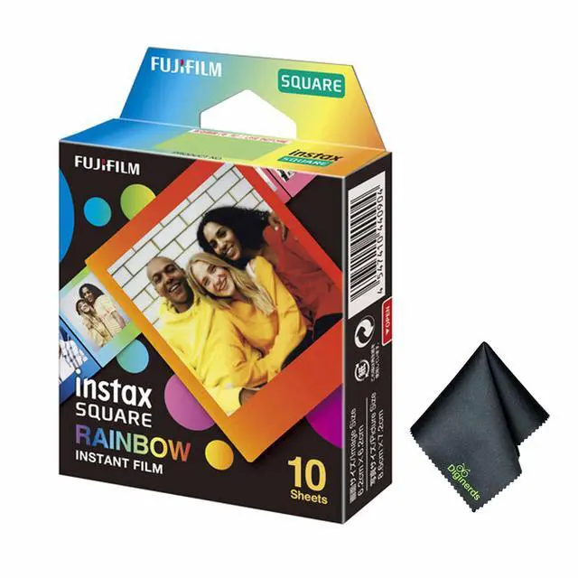Main image of FUJIFILM INSTAX SQUARE Rainbow Instant Film (10 Exposures), Microfiber Cleaning Cloth, Bundle