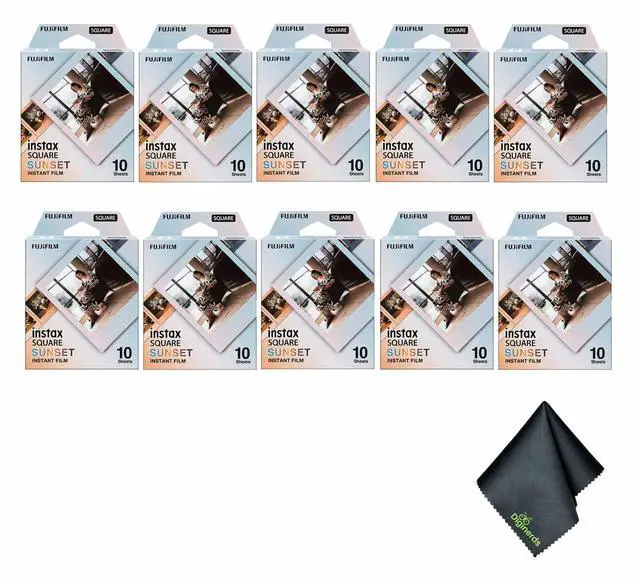 Main image of 10xFUJIFILM INSTAX SQUARE Sunset Instant Film, Microfiber Cleaning Cloth, Bundle