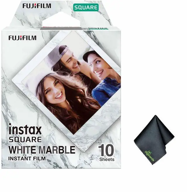 Main image of FUJIFILM INSTAX SQUARE White Marble Instant Film (10 Exposures), Microfiber Cleaning Cloth, Bundle