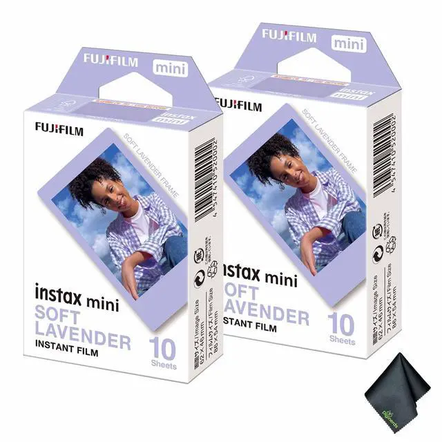 Main image of 2xFUJIFILM INSTAX MINI Soft Lavender Instant Film (10 Exposures), Microfiber Cleaning Cloth, Bundle