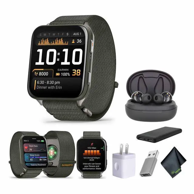 Main image of Garmin Venu X1, Thin and Lightweight GPS Smartwatch, Moss with Titanium Caseback