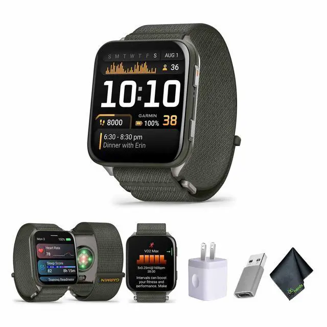 Main image of Garmin Venu X1 Thin and Lightweight GPS Smartwatch, Moss with Titanium Caseback