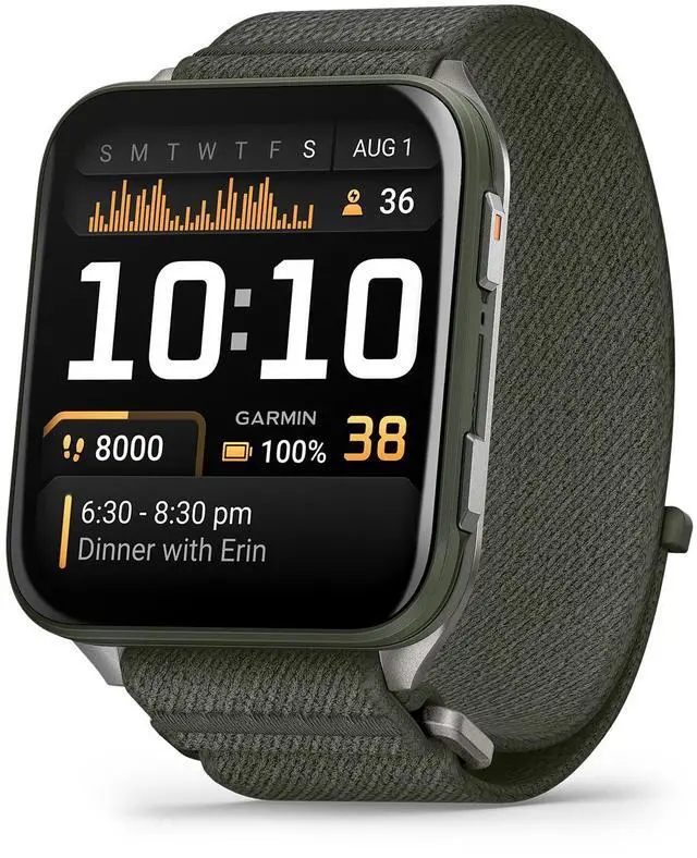 Alt view image 2 of 4 - Garmin Venu X1 Thin and Lightweight GPS Smartwatch, Moss with Titanium Caseback