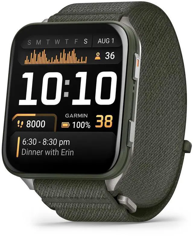 Main image of Garmin® Venu® X1, Thin and Lightweight GPS Smartwatch, AMOLED Display, Advanced Health and Fitness Features, Moss with Titanium Caseback and Moss ComfortFit Nylon Band