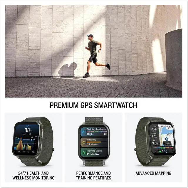 Alt view image 2 of 10 - Garmin® Venu® X1, Thin and Lightweight GPS Smartwatch, AMOLED Display, Advanced Health and Fitness Features, Moss with Titanium Caseback and Moss ComfortFit Nylon Band