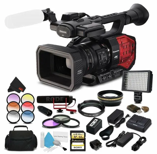 Alt view image 2 of 2 - Panasonic AG-DVX200 4K Camcorder with Four Thirds Sensor and Integrated Zoom Lens + Sony 64GB Card + Extended Warranty + Light + Rode Video Mic Go + Case + 3 Piece Filter Kit and More - Studio Bundle