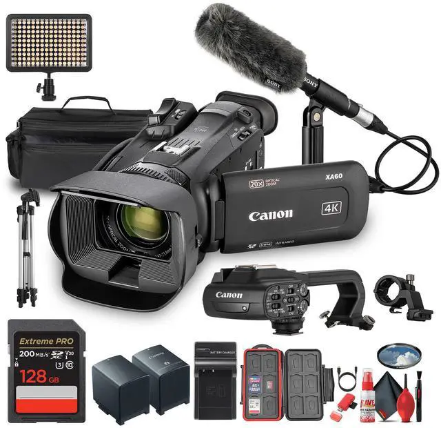 Main image of Canon XA60 PAL Professional UHD 4K Camcorder + 128GB SD Card + Microphone + More (Bundle)
