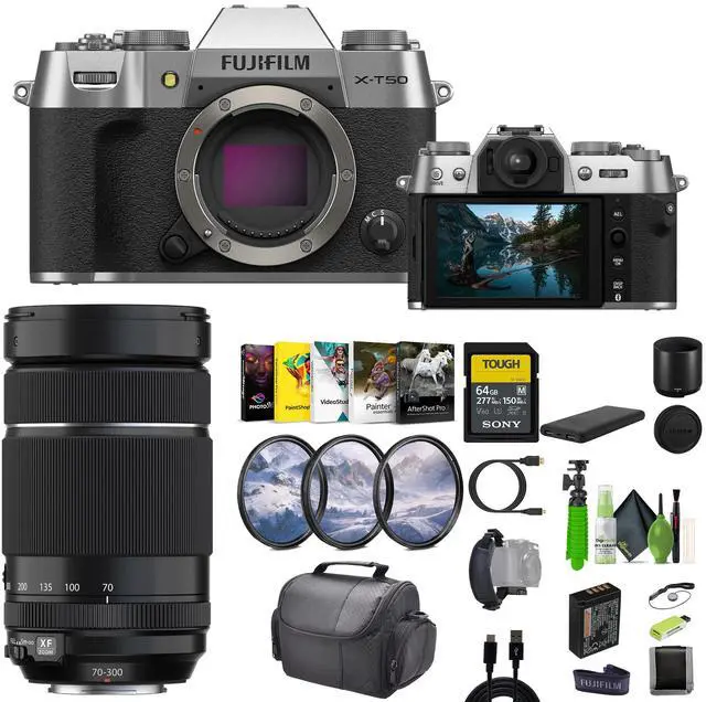 Main image of Fujifilm X-T50 Mirrorless Digital Camera + XF 70-300mm Lens + Bag + Tripod +More