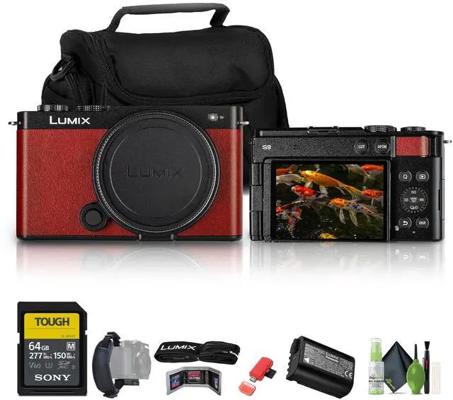 Main image of Panasonic Lumix S9 Camera (Red), 64GB SF-M Tough Series UHS-II SDXC Memory Card