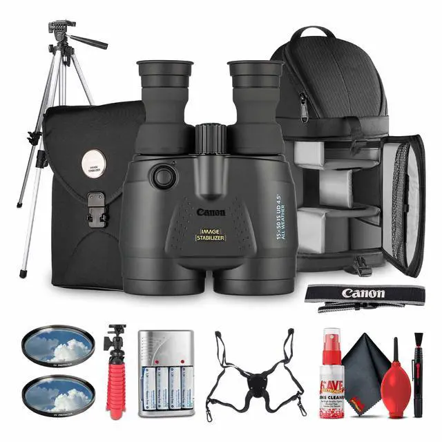 Main image of Canon 15x50 IS All-Weather Image Stabilized Binoculars + 72" Tripod + Harness + More