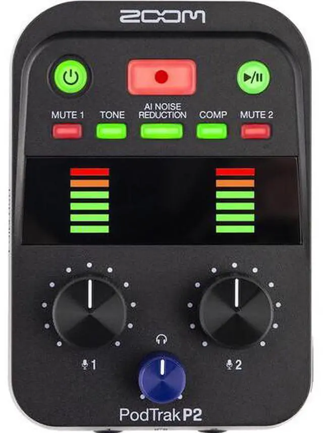 Alt view image 3 of 4 - Zoom PodTrak P2 Dual USB Mic Recorder for Podcasters, 4xAA WITH CHARGER, Bundle