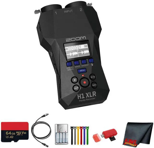 Main image of Zoom H1XLR Portable Audio Recorder for Video, Memory Card 64GB, Bundle