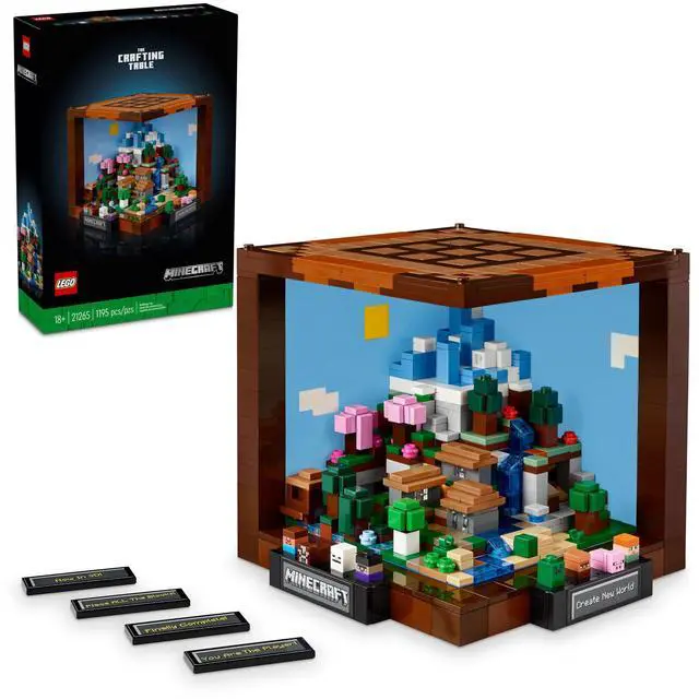 Main image of LEGO Minecraft The Crafting Table, Collectible Video Game Building Set with Minecraft Figures, Mobs and Biomes, 15 Year Anniversary Model, Build and Display Minecraft Gift for Adults, 21265