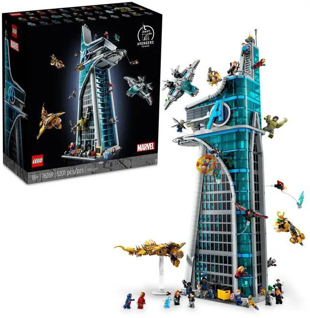 Alt view image 2 of 4 - LEGO Marvel Avengers Tower Building Kit, Detailed Recreation of The Iconic HQ Featuring Classic Movie Scenes, 31 Figures and Authentic Accessories, Gift for Marvel Fans and Model-Makers, 76269