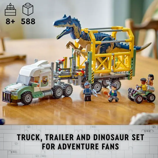 Alt view image 2 of 3 - LEGO Jurassic World Dinosaur Missions: Allosaurus Transport Truck Toy, Fun Gift Idea for Kids with Kenji, Darius and Yaz Minifigures, Jurassic World Dinosaur Toy for Boys and Girls Ages 8 and Up 76966
