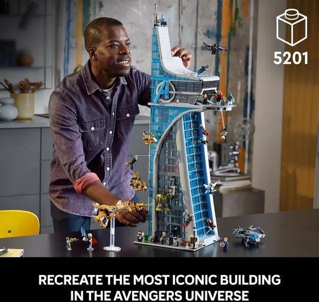 Alt view image 3 of 4 - LEGO Marvel Avengers Tower Building Kit, Detailed Recreation of The Iconic HQ Featuring Classic Movie Scenes, 31 Figures and Authentic Accessories, Gift for Marvel Fans and Model-Makers, 76269