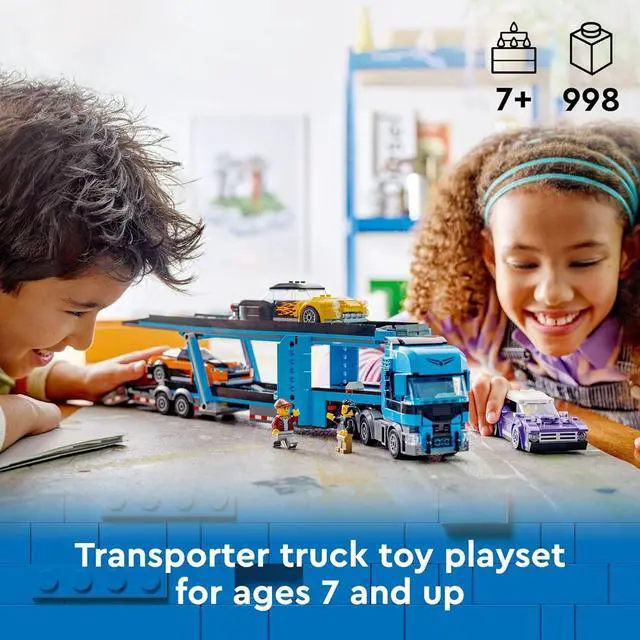 Alt view image 2 of 3 - LEGO City Car Transporter Truck with Sports Cars Building Toy Set - Semi Truck Toy with Carrier & Trailer for Boys & Girls, Ages 7+ - Gift Idea for Kids - 60408