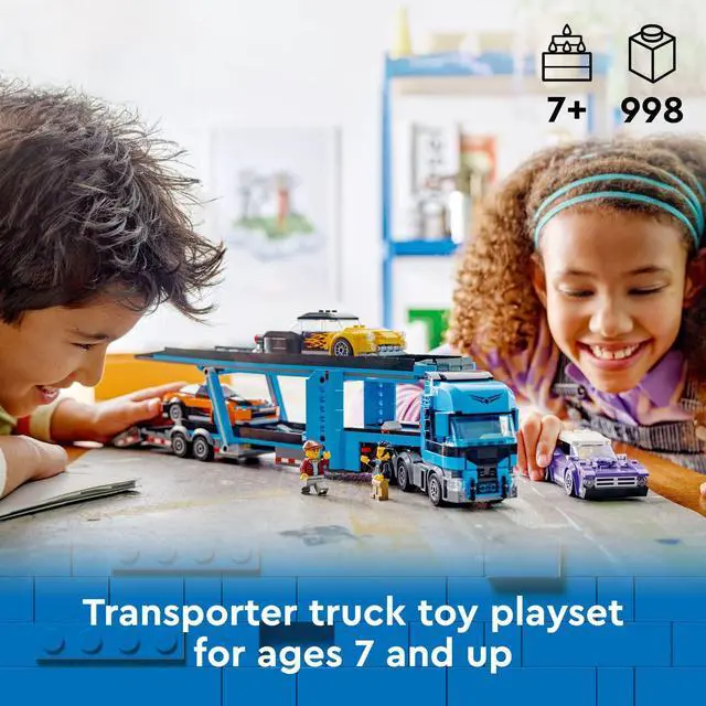 Alt view image 3 of 3 - LEGO City Car Transporter Truck with Sports Cars Building Toy Set - Semi Truck Toy with Carrier & Trailer for Boys & Girls, Ages 7+ - Gift Idea for Kids - 60408