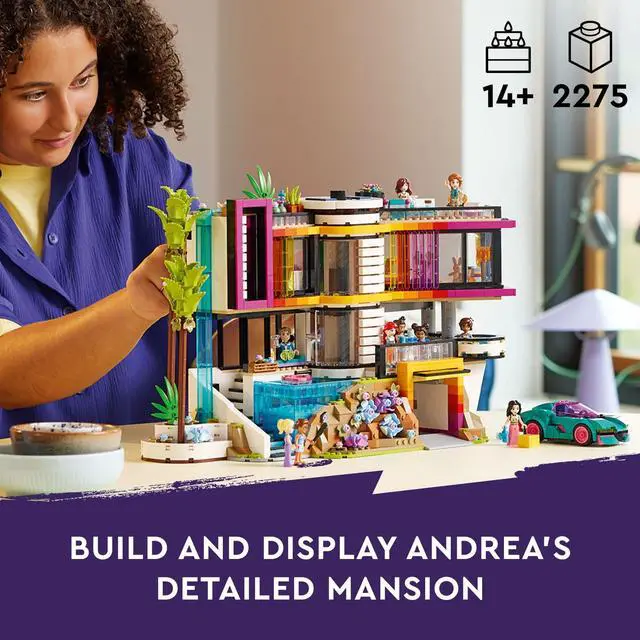 Alt view image 3 of 4 - LEGO Friends Andrea's Modern Mansion Doll House - 4 Story Toy House Building Toy Set for Kids, Girls and Boys, Ages 14+ - Includes 11 Characters - Gift Idea for Birthdays & Holidays - 42639