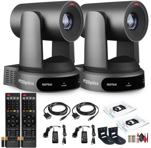 Main image of 2 x PTZOptics Move 4K PTZ Camera with 30x Zoom (Gray) (PT30X-4K-GY-G3) + 2 x Wall Mount