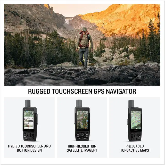 Alt view image 3 of 4 - Garmin GPSMAP H1, Premium GPS Handheld Navigator with Color Touchscreen and Buttons, Durable IP67 Water Rating, Long Battery Life, Built-in Flashlight, Preloaded Maps
