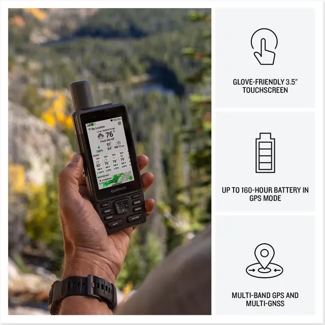 Alt view image 4 of 4 - Garmin GPSMAP H1, Premium GPS Handheld Navigator with Color Touchscreen and Buttons, Durable IP67 Water Rating, Long Battery Life, Built-in Flashlight, Preloaded Maps