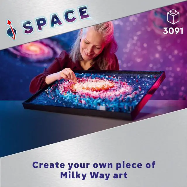 Alt view image 3 of 4 - LEGO Art The Milky Way Galaxy Building Set - Space Decor DIY Kits for Adults for Bedroom Wall, Ages 18+ - Gift Ideas for Space Lovers, Men & Women - Includes Frame for Display - 31212