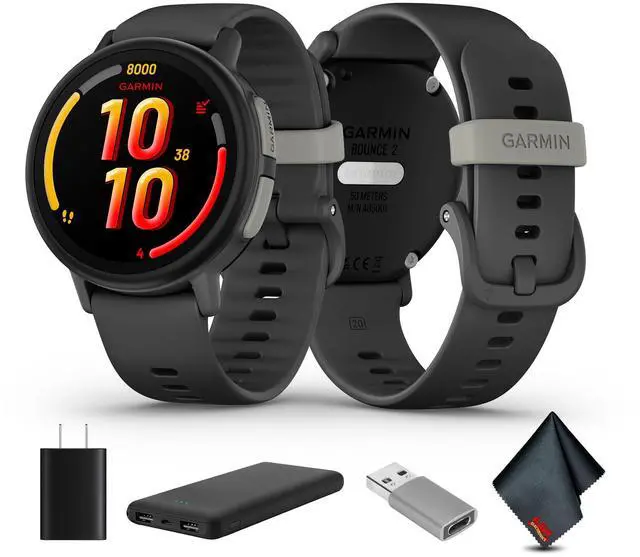 Main image of Garmin Bounce 2, Kids Smartwatch, Slate Gray, USB (USA) ADAPTERS