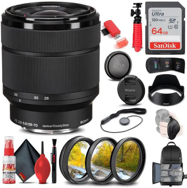 Main image of Sony FE 28-70mm f/3.5-5.6 OSS Lens + Filter Kit + BackPack + 64GB Card + More