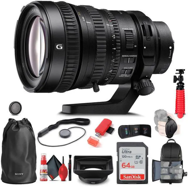 Main image of Sony FE PZ 28-135mm f/4 G OSS Lens + BackPack + 64GB Card + More