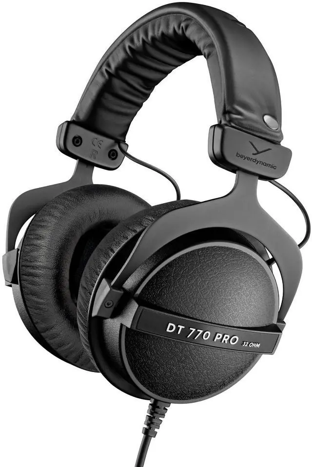 Main image of DT 770 PRO, 32 Ohm, Closed Back, Over Ear, Wired Professional Studio Headphones, Mobile Recording, Monitor, Podcast, Gaming, 1.6m Straight Cable, Black with Black Leatherette Ear Pads