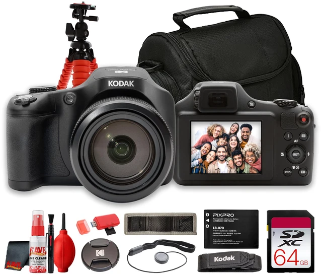 Main image of Kodak PIXPRO AZ653 Digital Camera (Black) + 64GB Memory Card Bundle