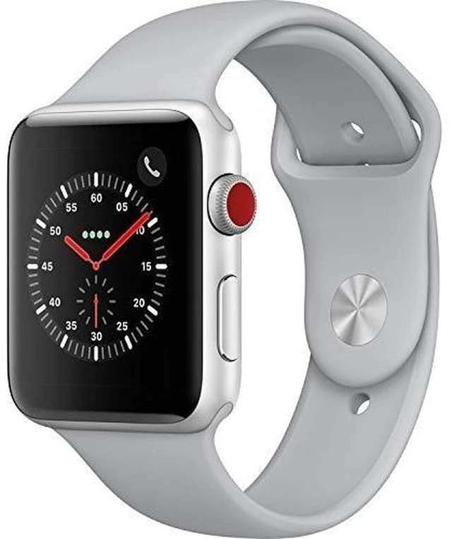 Main image of Apple Watch Series 3 - GPS+Cellular - Silver Aluminum Case with Fog Sport Band - 42mm (Renewed)